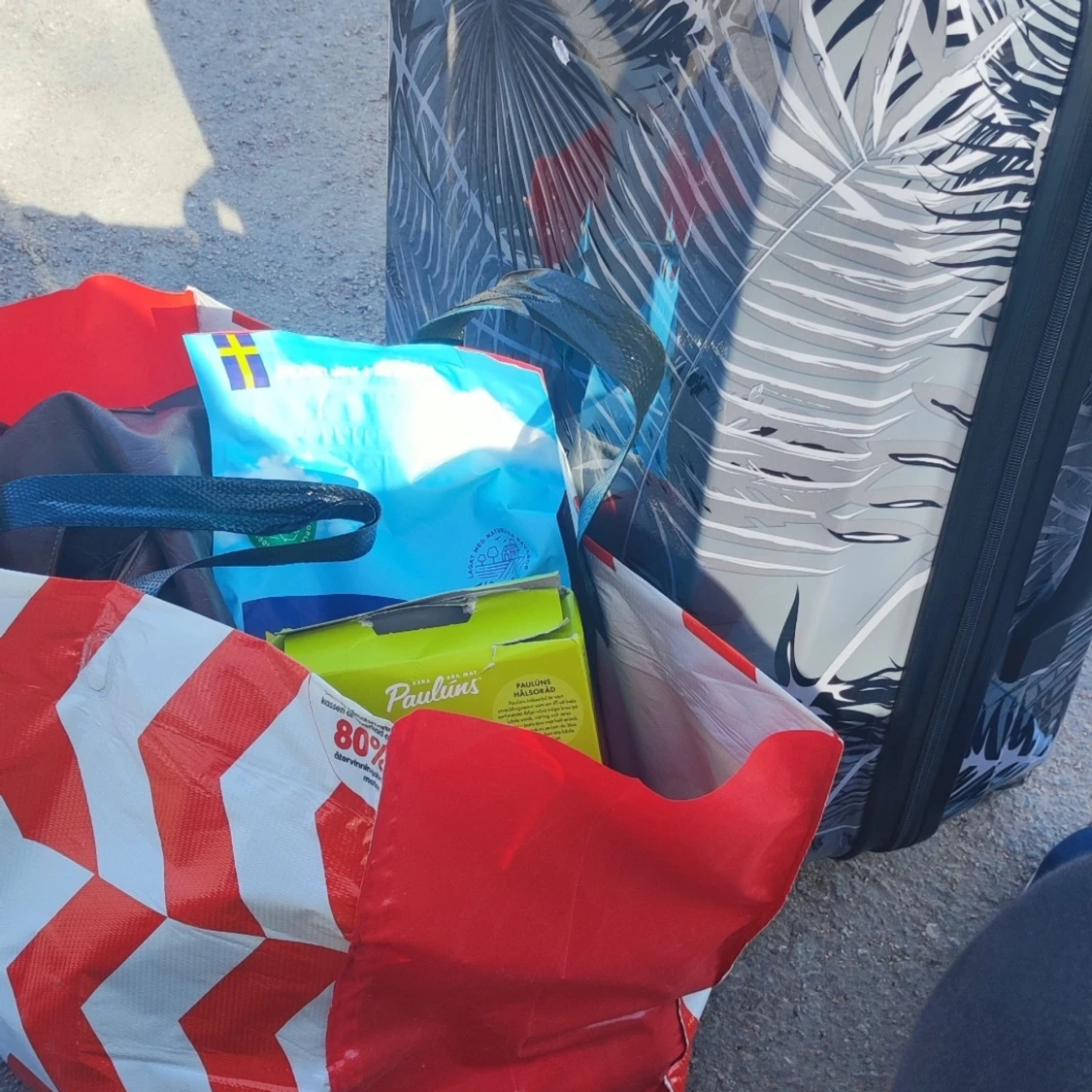 Svart resväska med palmbladsmönster från Cavalet - 2