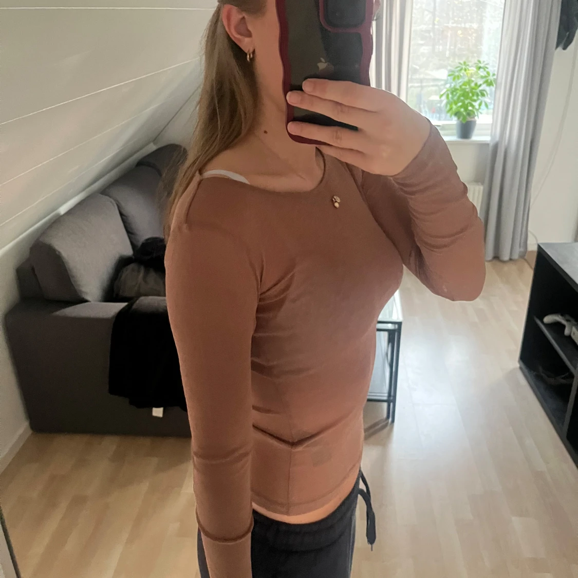 Brun långärmad topp - 1