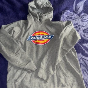 Grå hoodie från Dickies - Grå hoodie från Dickies med stor färgglad logga på bröstet. Den är använd väl som syns på bilderna.