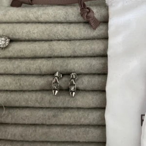 Edblad Silvriga örhängen  - Coola silvriga örhängen i metall med nitar och spikes. I den lilla storleken.