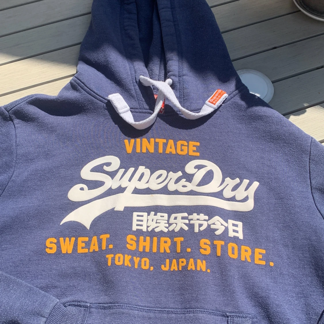 Blå Superdry hoodie med tryck - 1