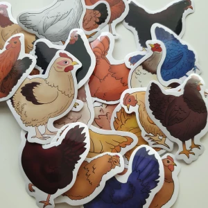 25st Höns, djur klistermärken/stickers  - Klistermärken/stickers, motiv: höns, antal: 25st. Skick: nya/oanvända. Kul att använda till pyssel, scrapbooking och annat. Kan tex användas till att dekorera din bärbara dator, anteckningsbok, resväska, etc. 