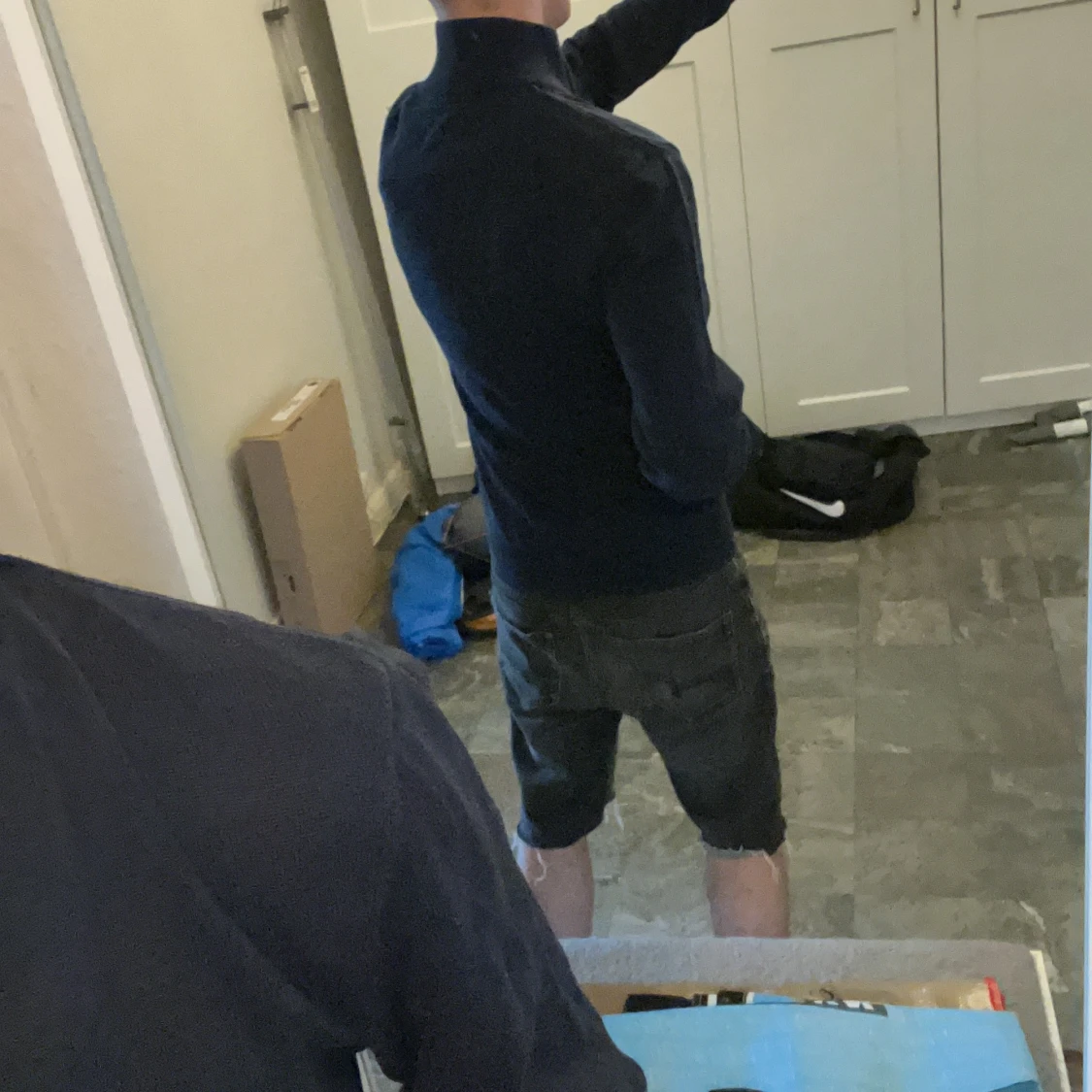 Mörkblå cardigan med dragkedja - 3