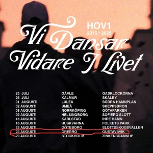 Hov1 konsertbiljett Örebro, Gustavsvik - Intressekoll på två biljetter till hov1 sista turné. I Örebro, Gustavsvik. Jag säljer min o min kompis biljett. 23 augusti 2025 18:00. Köpt från united tickets. (Jag skickar biljetten på mail och en utskriven version på papper genom posten) KÖP INTE DIREKT! SKRIV FÖRST