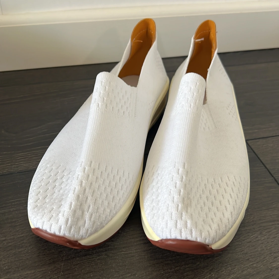 Vita stickade slip-on sneakers - 3