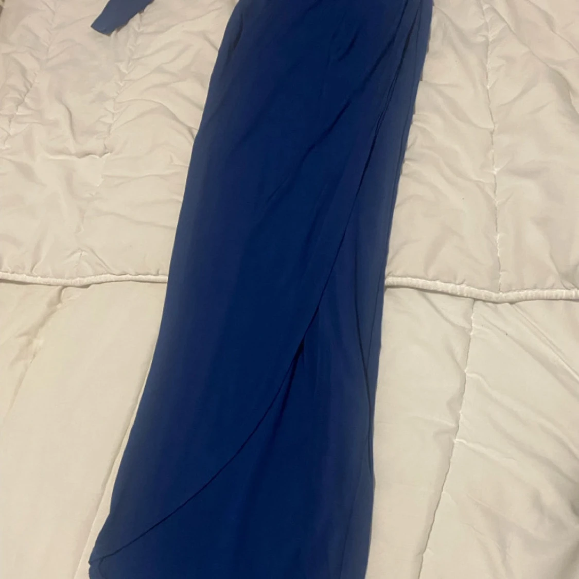 Marinblå långklänning one shoulder - 1
