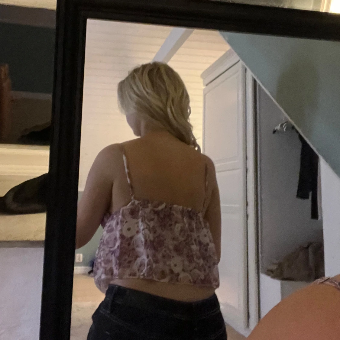 Ljuslila blommig linnetopp med knyt - 3