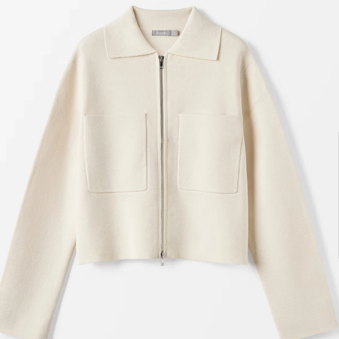 Beige cardigan jacka med dragkedja