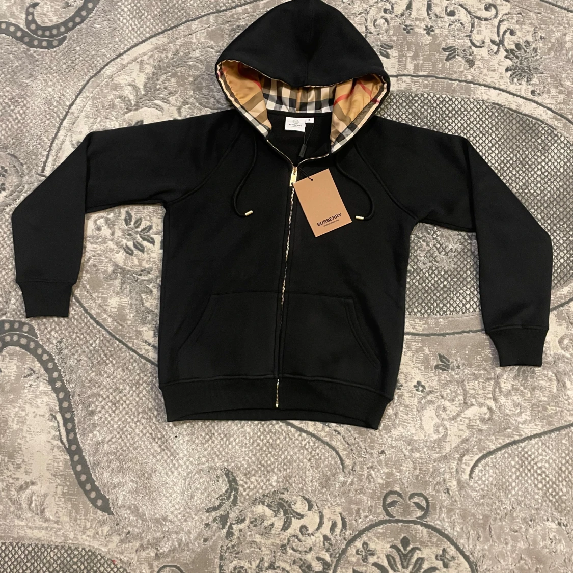 Svart burberry Zip Up Hoddie