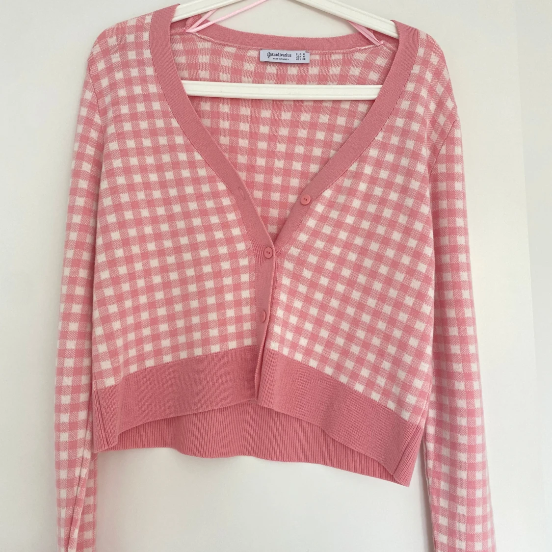 Rutig rosa kofta från Stradivarius - 1