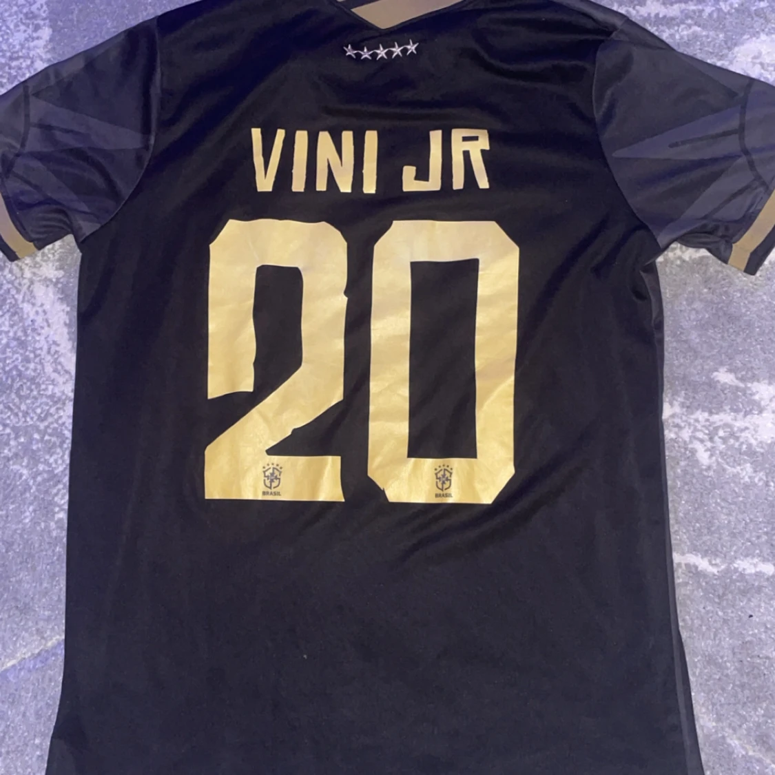 Svart Brasil Vini Jr Nike fotbollströja - 1