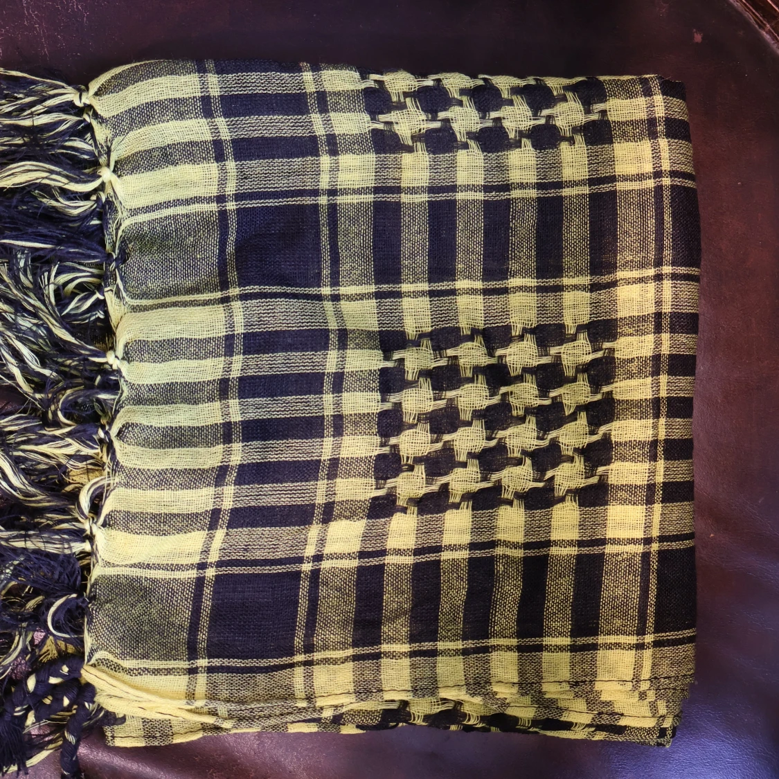 Palestina sjal Gul och svart rutig halsduk med fransar - 1