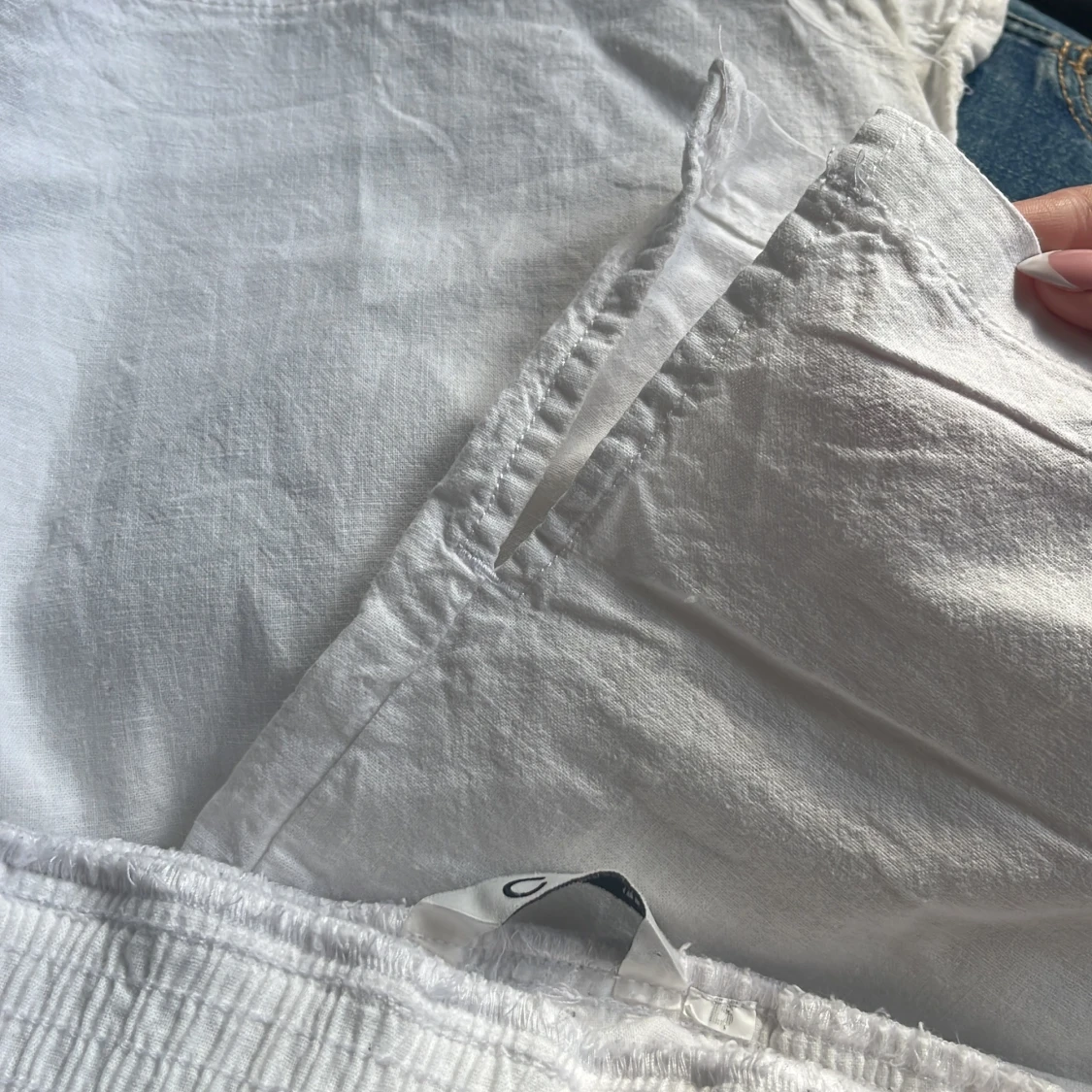 Vita linnebyxor med resårmidja - 3