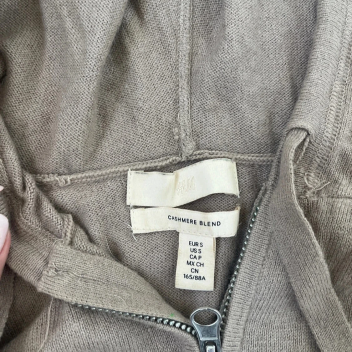 Beige hoodie i kashmirblandning H&M S - 2