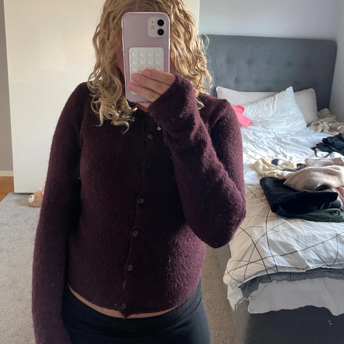 Vinröd kofta från Gina Tricot XS - 2