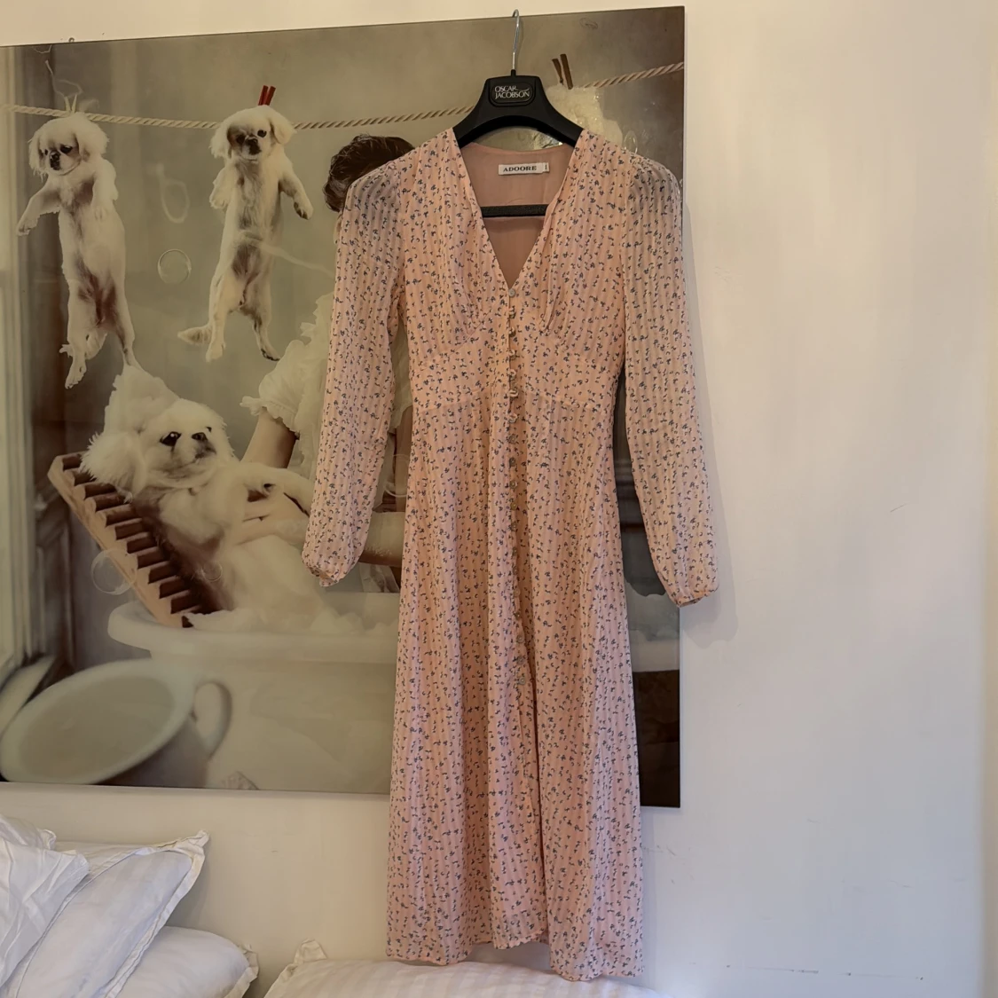 Ljusrosa blommig långklänning Adoore - 1