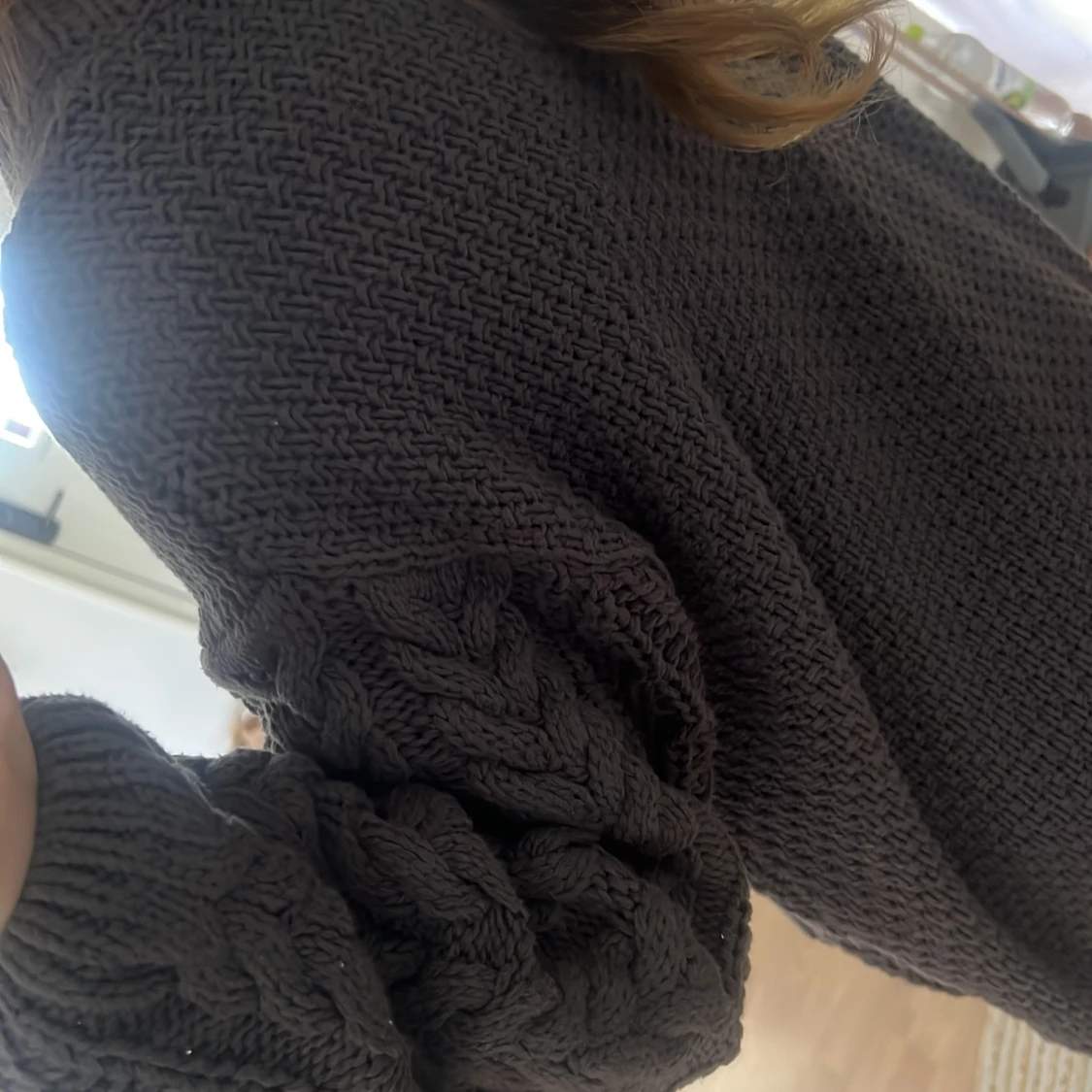 Mörkgrå stickad oversized tröja - 1