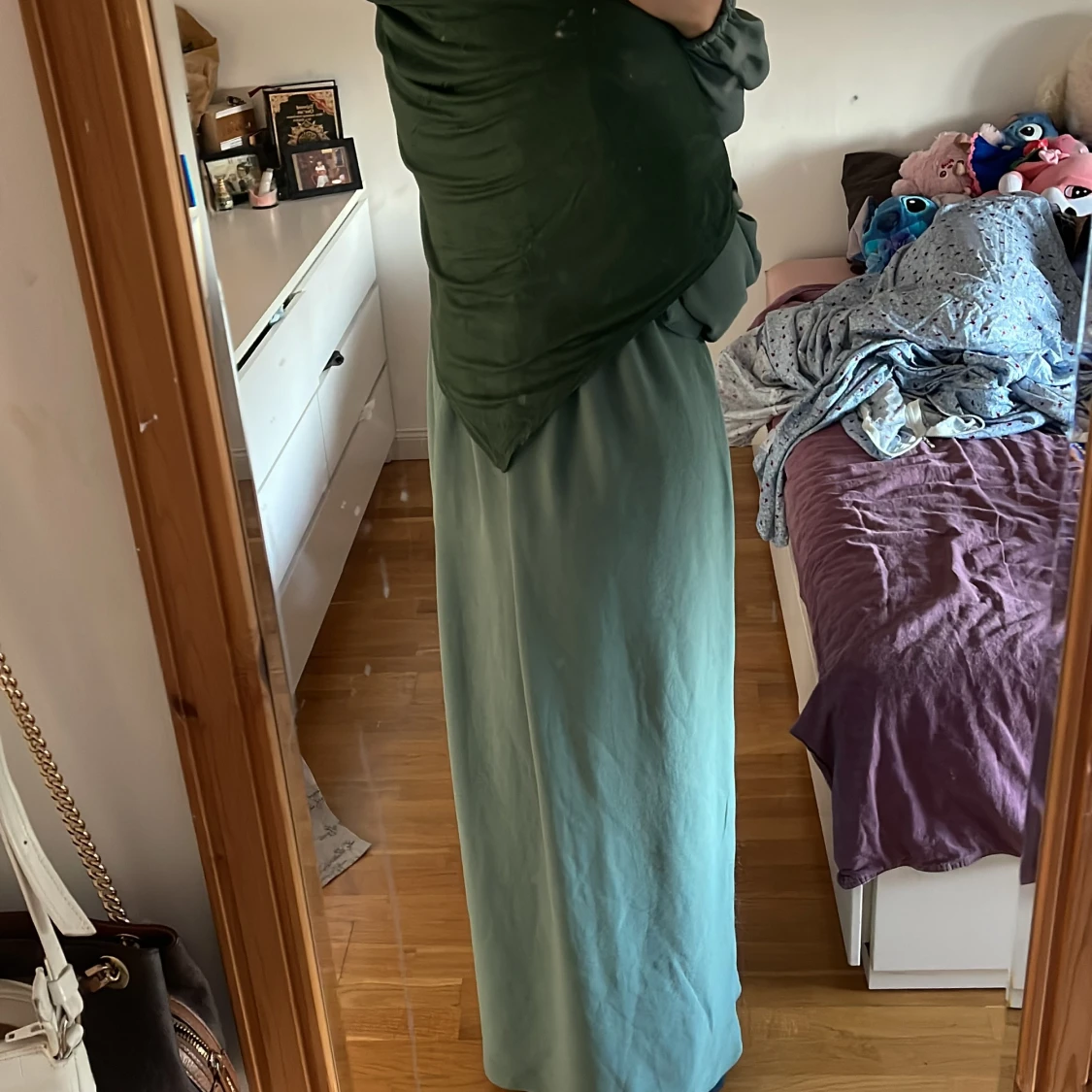 Lång grön klänning med puffärm från Turkiet! - 1