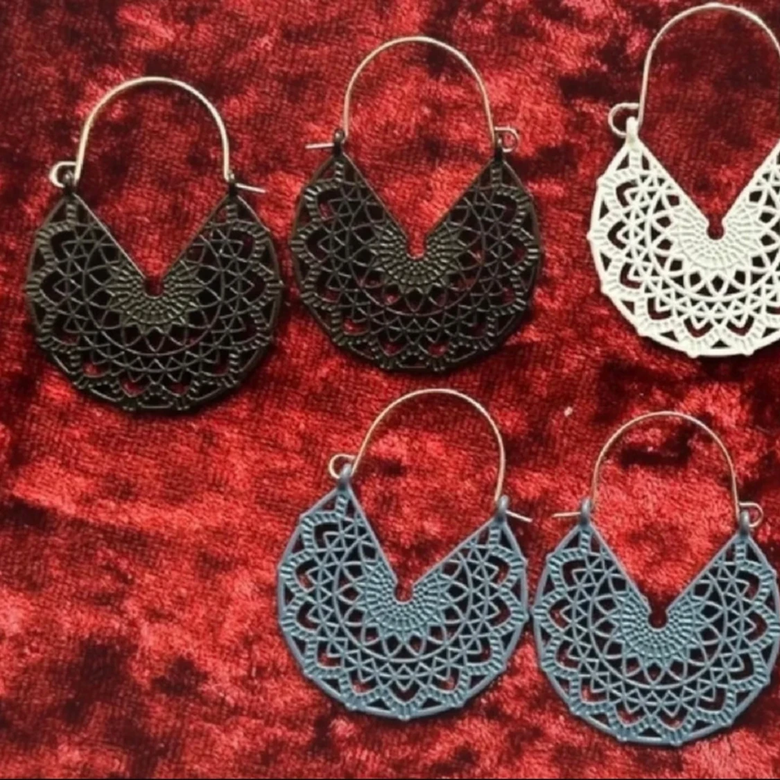 3 par bohoörhängen – filigranmönster i lättmetall, nya - 2