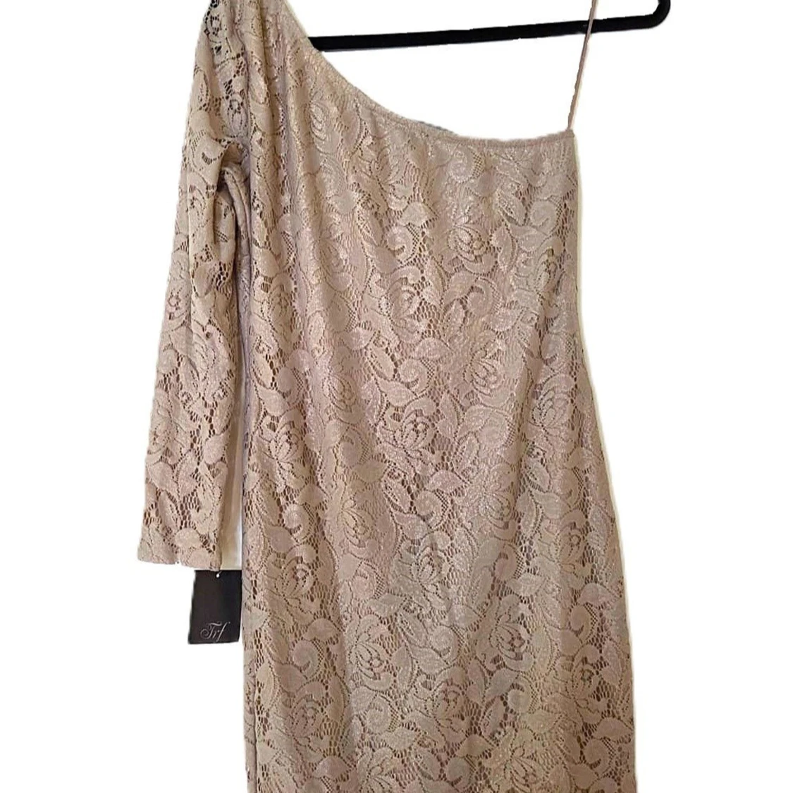 Oanvänd klänning Zara brun / beige gulddetaljer Ny prislapp strl L