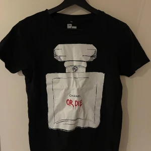 Svart T-shirt med tryck  - I mycket bra skicka, storlek xs men passar även s. Original pris ca 650:-