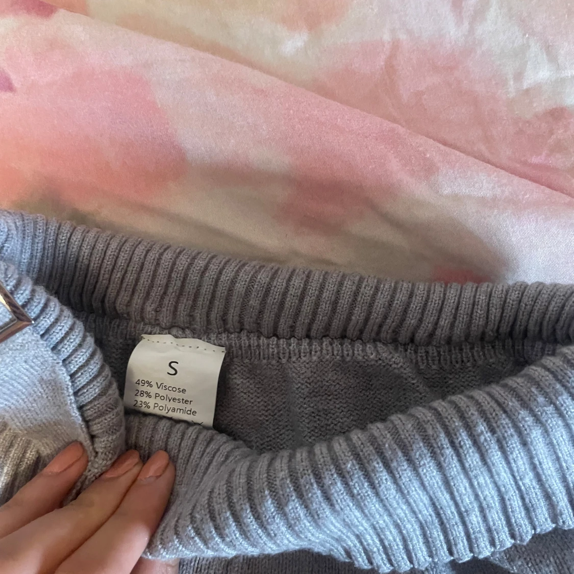Grå stickade mjukisbyxor S - 3