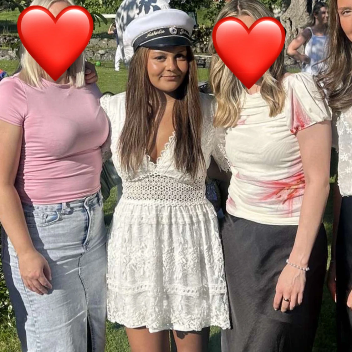 Vit student klänning i spets - 2