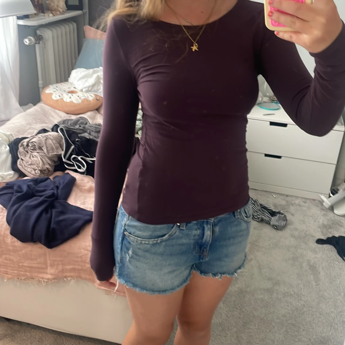 Mörklila långärmad topp från H&M