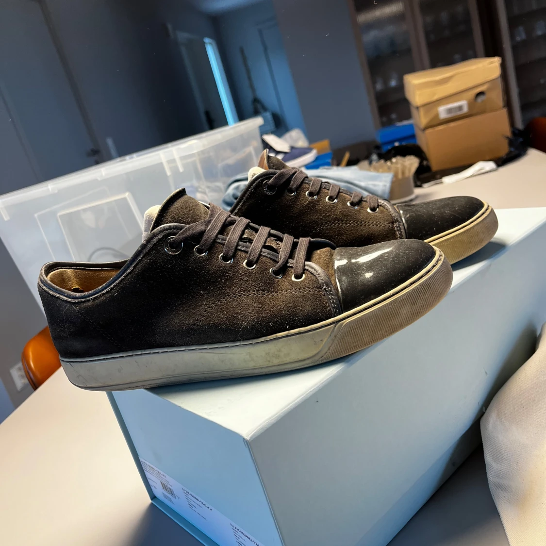 Svarta sneakers från Lanvin med skinn