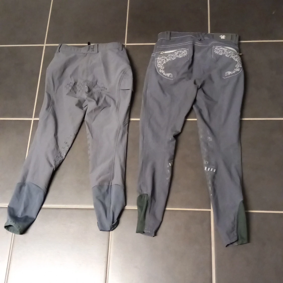 2 Grå ridbyxor med silikongrepp stl 150/ 160 - 1
