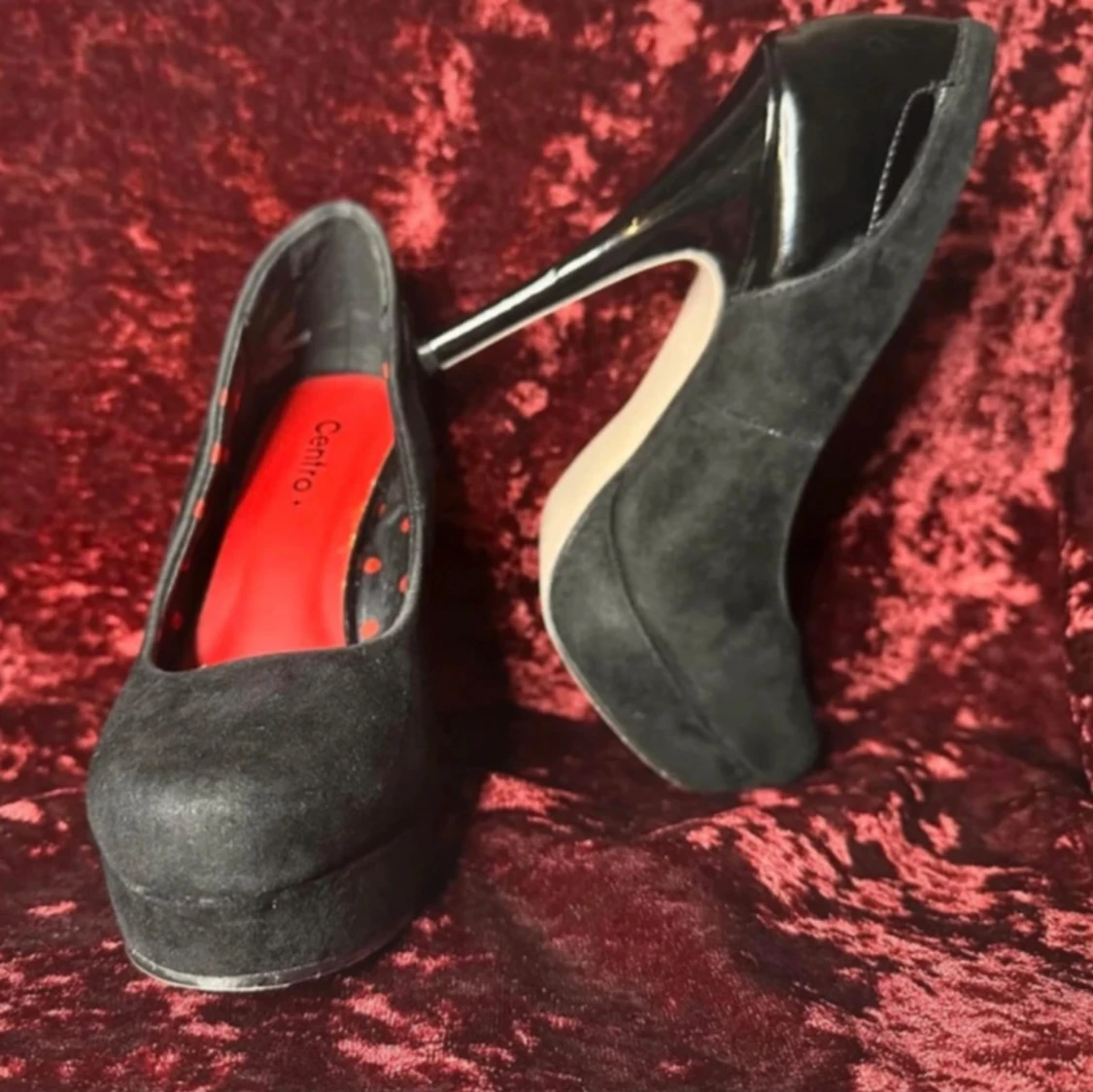 Svarta platåklackar i mocka & lack – retrostil, 50-tal, Pinup, Rockabilly, stl 36 - 1