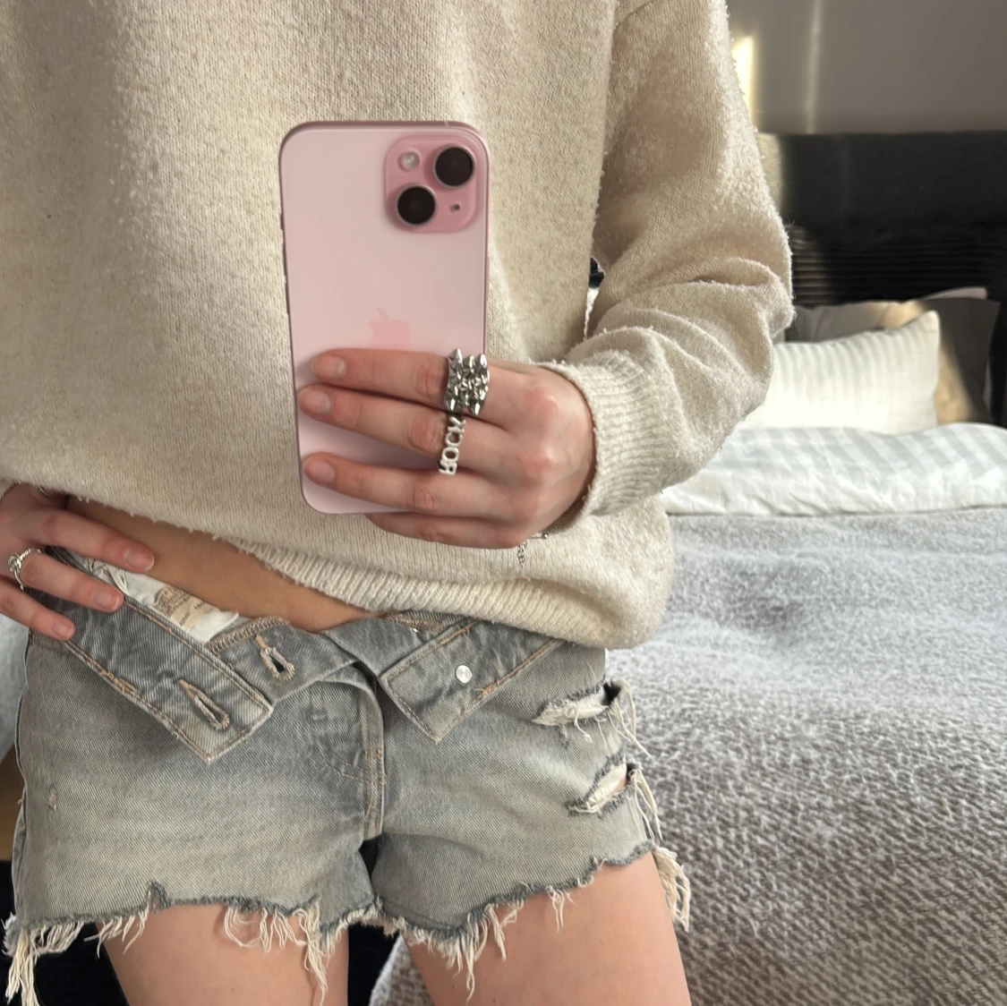 Grå jeansshorts från Zara