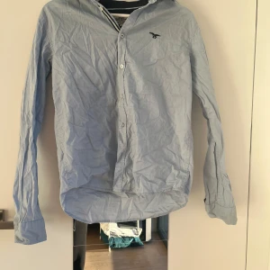 Ljusblå skjorta från Hampton Republic - Säljer en ljusblå skjorta från Hampton Republic med broderad logga på bröstet. Skjortan har långa ärmar och knappar framtill. Perfekt för en stilren look.