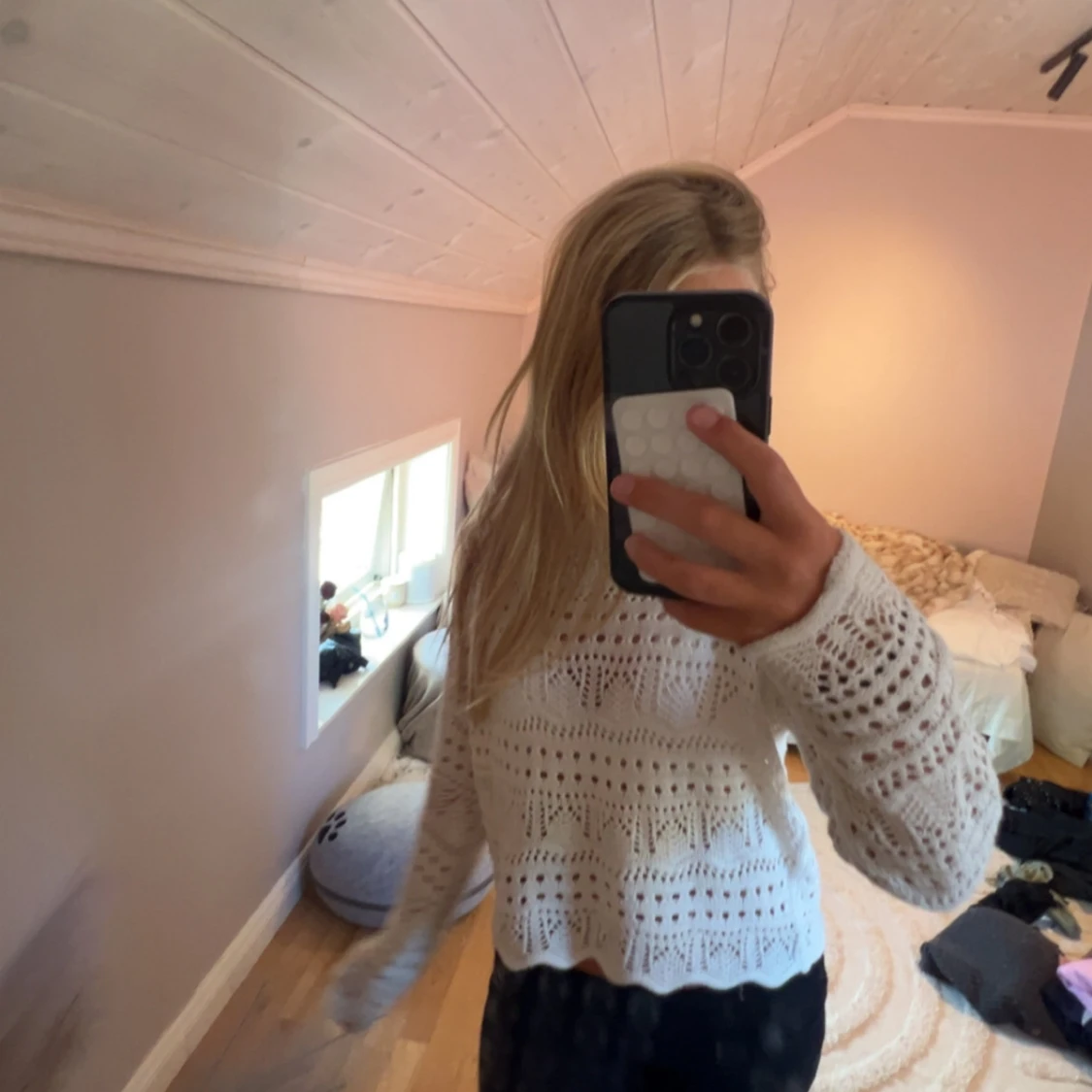 Vit stickad tröja från JDY XS