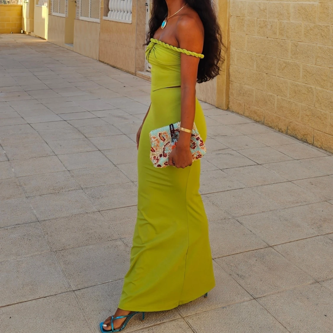 Limegrön offshoulder set - 2