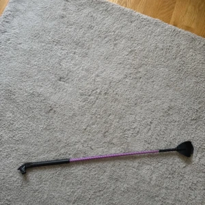 Häst spö - Ingen bok syns på bilderna, endast ett ridspö med hästhuvud i plast och lila handtag. Perfekt för dig som gillar hästar och ridning, men detta är ingen bok.
