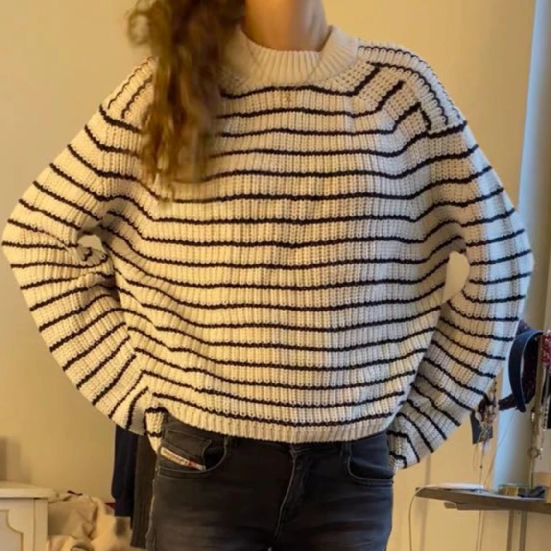 Randig stickad tröja - 90