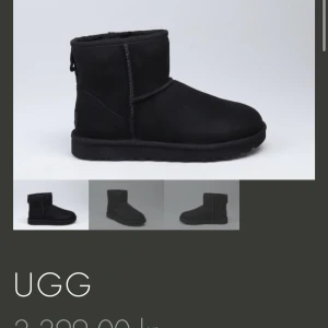 Svarta uggs 40 - (Kan tänka mig att diskutera priset) Köpta på Jedviks i Göteborg förra vintern och sparsamt använda. Finns några fläckar från saltet på gatorna men går säkert att få bort( kan skicka bild) men annars mycket bra skick. Säljer pga lite för stora och tänkte köpa andra skor till vintern.