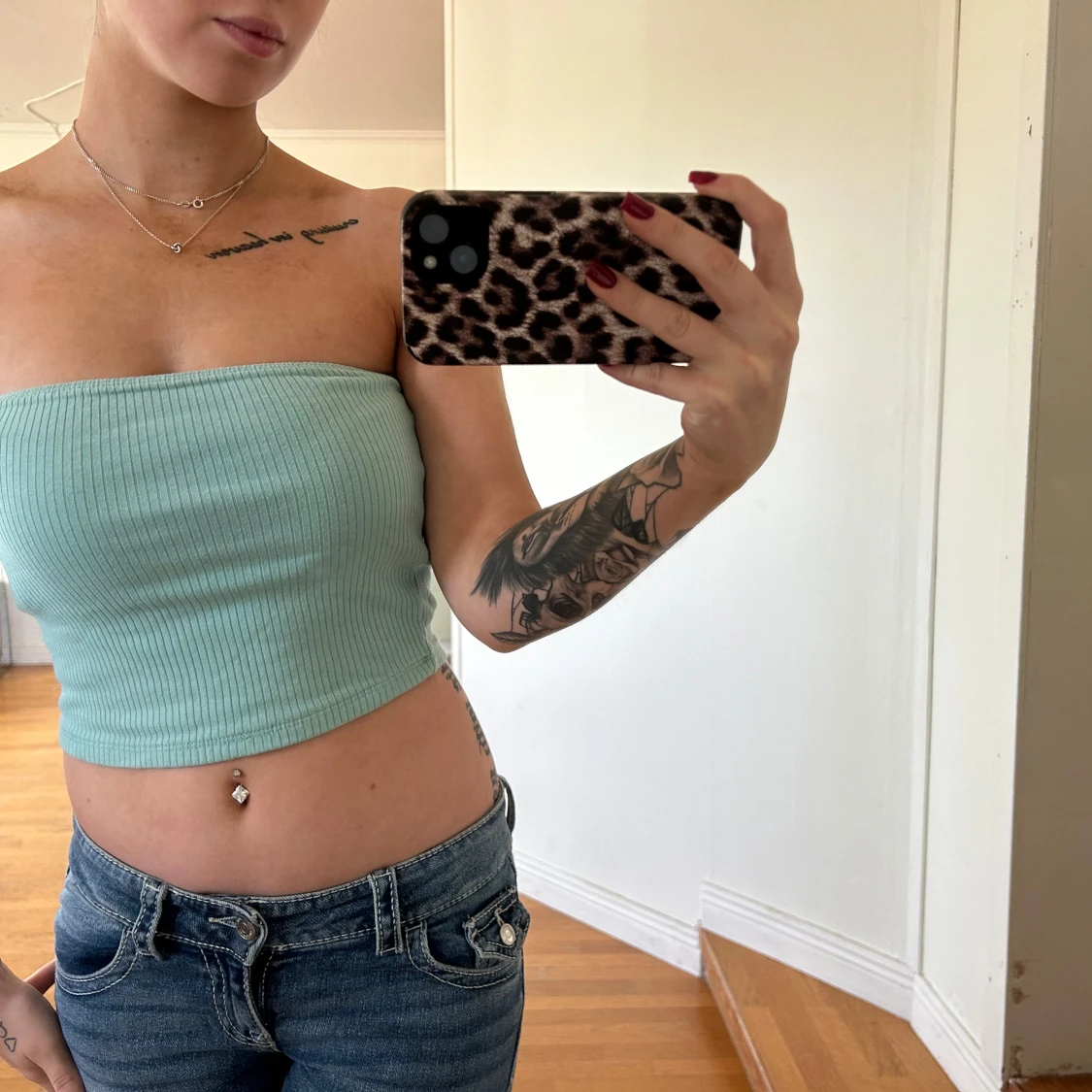 Mintgrön ribbad tubtopp