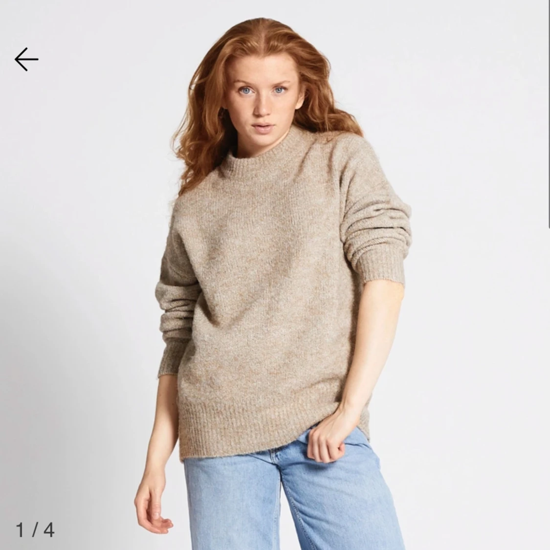 Beige stickad tröja - 90