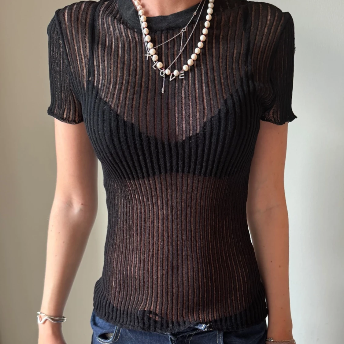 Svart transparent topp