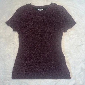 Plommon - plommon färgad glittrig t-shirt. perfekt för fest eller tjejmiddag!! i storlek 158/164(passar även mej som är en xs/s) Bra skick . Säljer pg av används ej mer