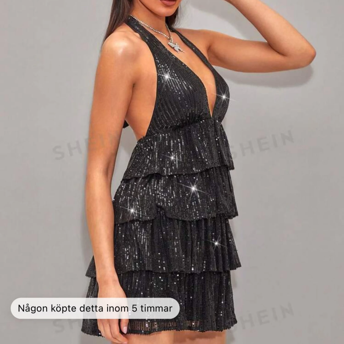 Svart glittrig klänning  - 90