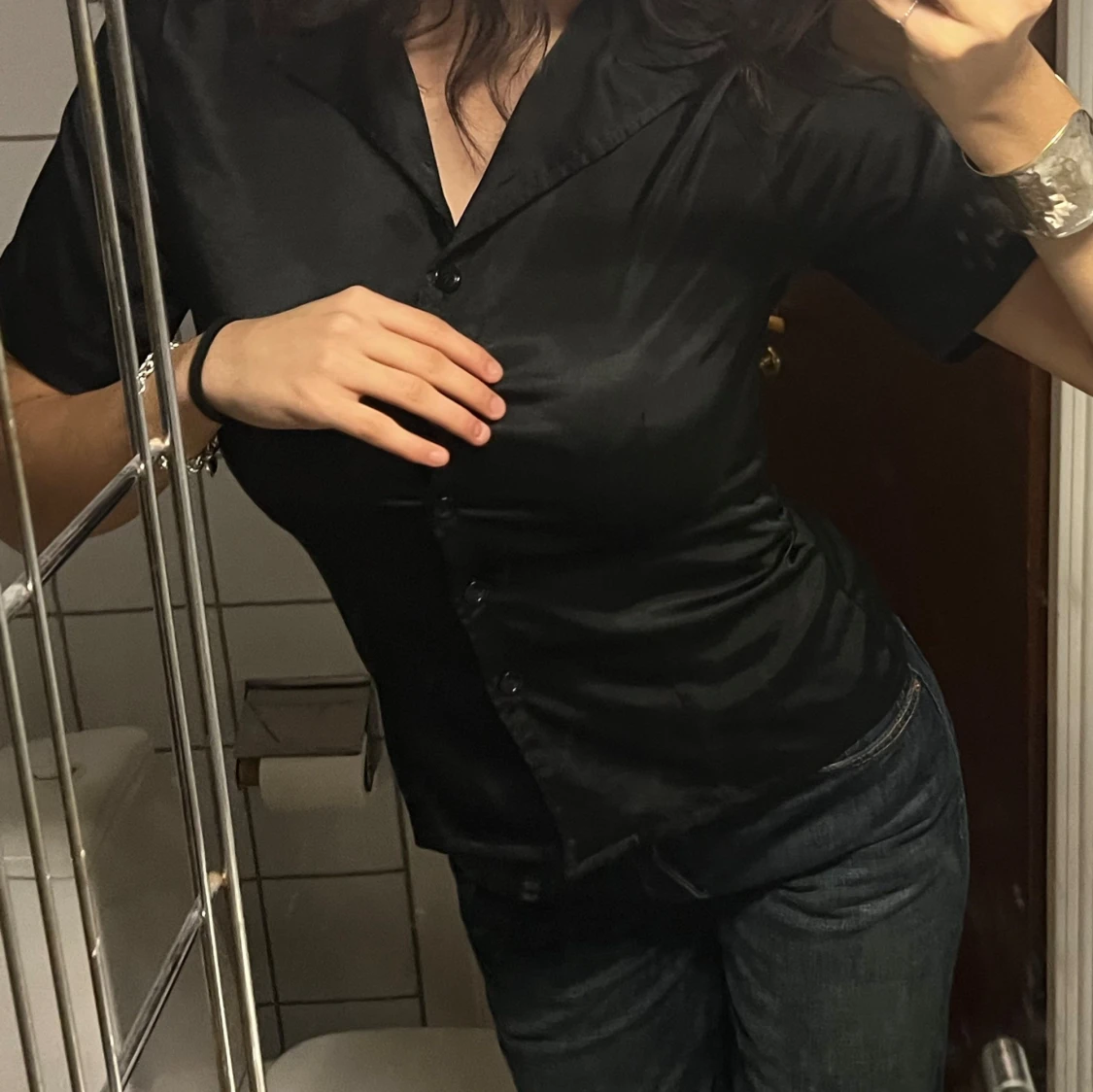 Svart kortärmad blus - 92