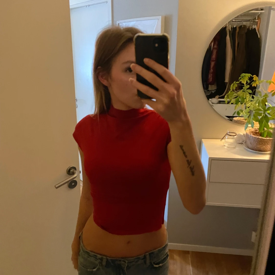 Röd croppad topp - 91