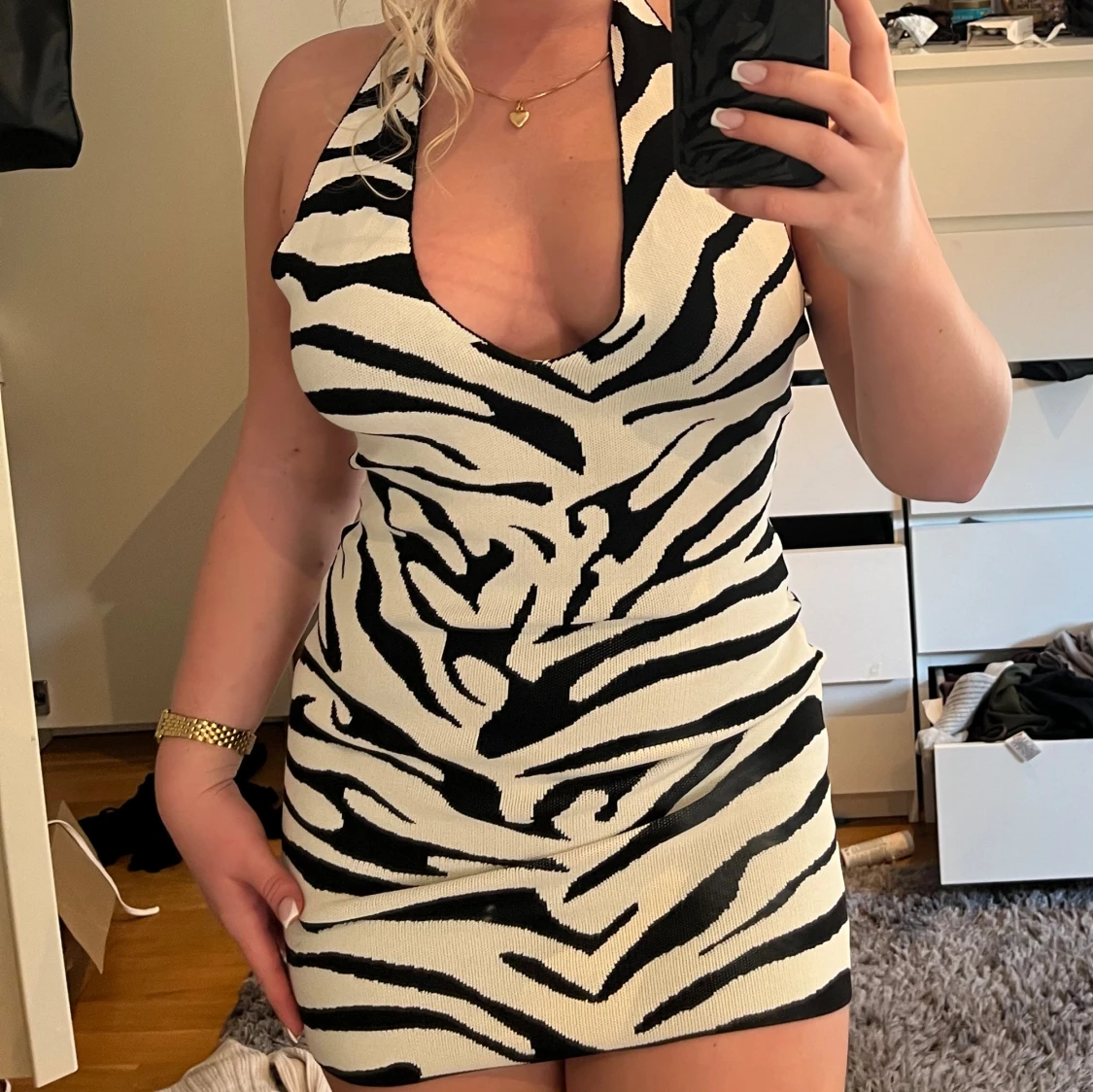 Mini klänning zebra S