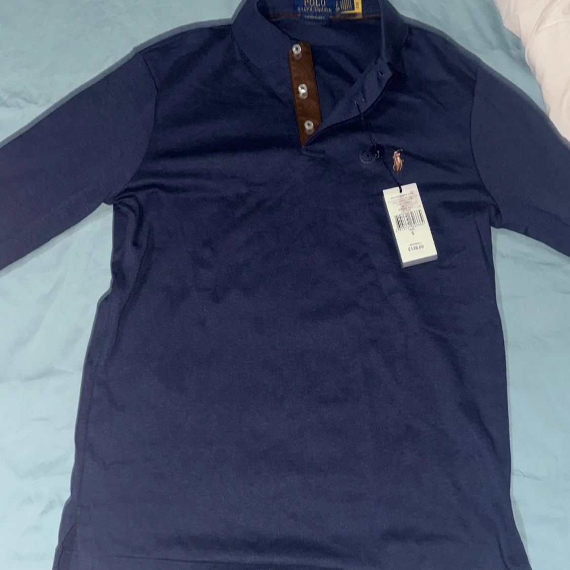 Blå långärmad pikétröja från Ralph Lauren