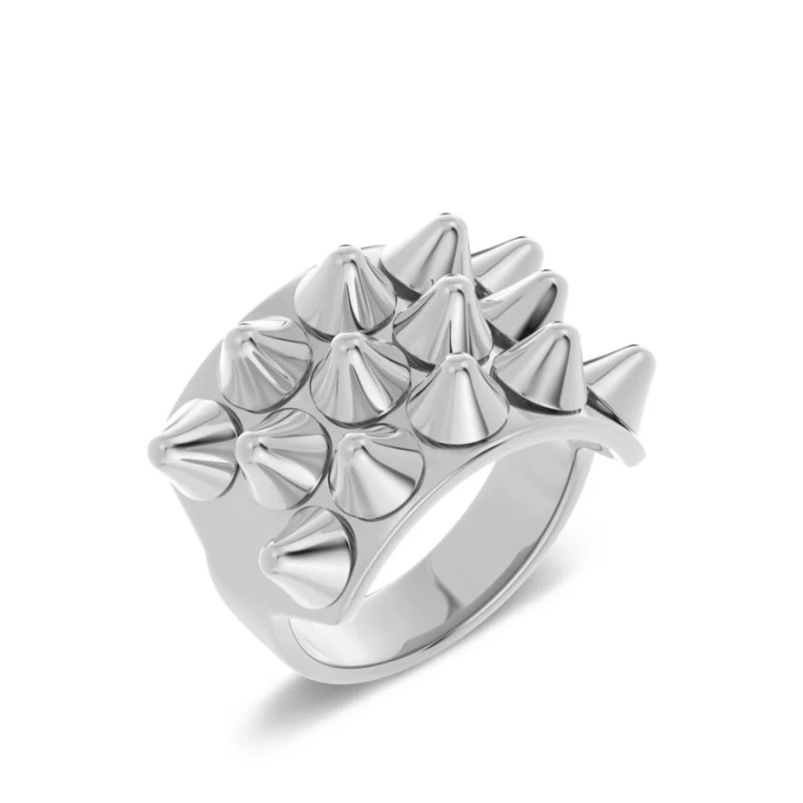 Silvrig ring med nitar - 90