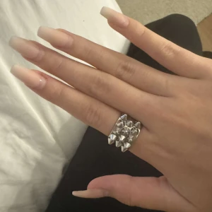 Silvrig ring med nitar - Edblad ringen i silver