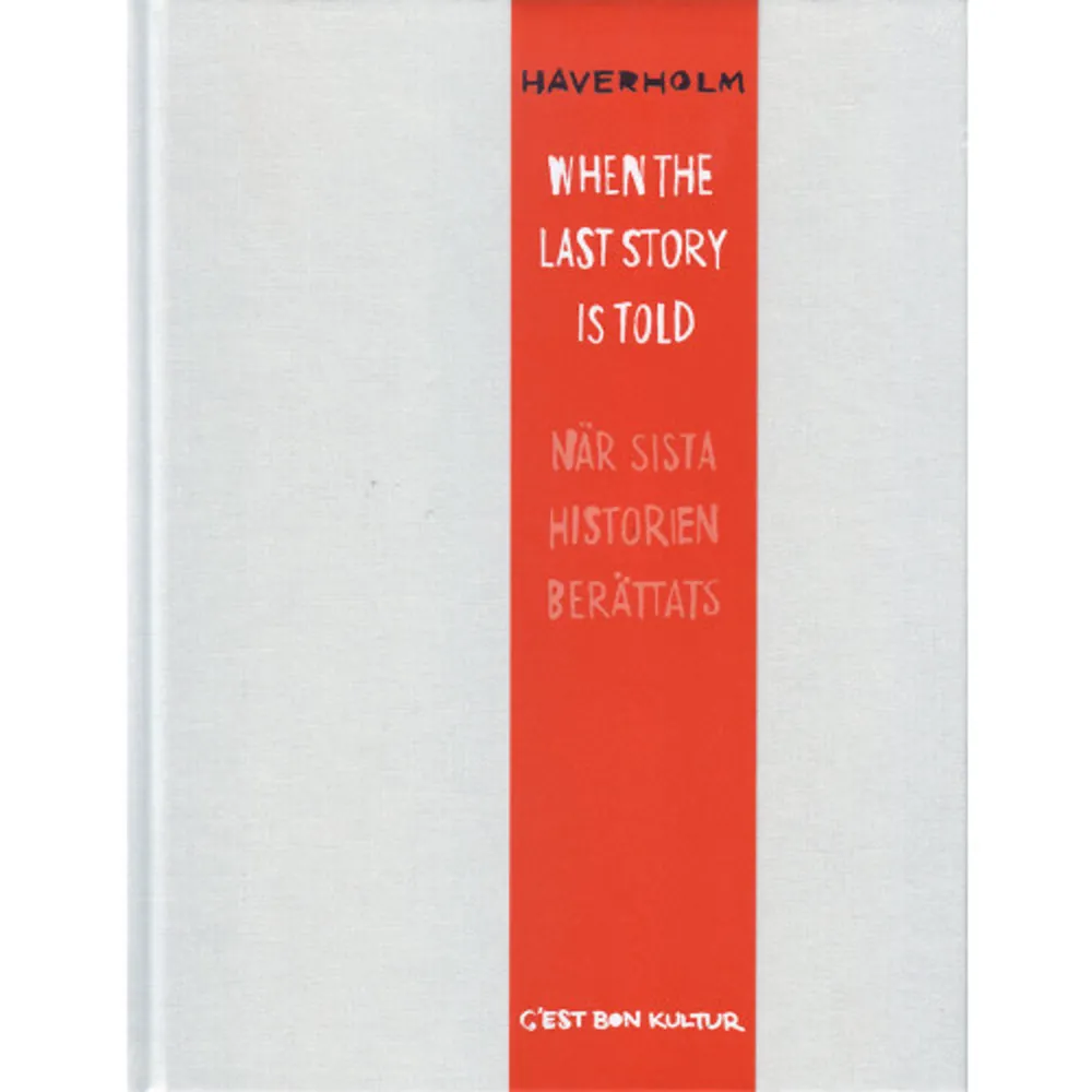 “When the last story is told, its absence rings with colour: Shapes & structure linger”– Like the clap of thunder when the air rushes to fill the vacuum from a supersonic plane, Allan Haverholm poses the question: When the last story is told, what fills the space it leaves? In the latest book by visual artist Allan Haverholm, narrative gives way to another order of meaning. Although the pages are divided into comic book grids there is nothing to constitute a traditional story, or even pictures in a sense that one would expect. The only text in the book, quoted above, frames the 60 pages of minimalist colour compositions alternatingly obscured with bold strokes of white paint and abstract, black textures. The book questions one of the basic elements of our culture: storytelling and its underlying structures. Its very title suggests a potential end of narrative, but also that something else may fill the gap, a still-fluid substance or undefined fictional construct forming after this universal aphasia. Like a message from an alien mind, When the last story is told is loaded with meaning encoded in an undecipherable language.    Format Inbunden   Omfång 72 sidor   Språk Engelska   Förlag C´est Bon Kultur   Utgivningsdatum 2015-05-09   Medverkande Allan Haverholm   ISBN 9789187825026  . Böcker.